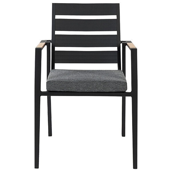 BELIANI - Lot de 4 chaises de jardin avec coussins TAVIANO Métal Noir - large
