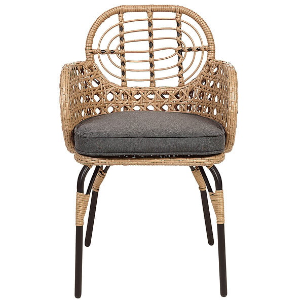 BELIANI - Lot de 2 chaises de jardin avec coussins PRATELLO Polyrotin Naturel - large