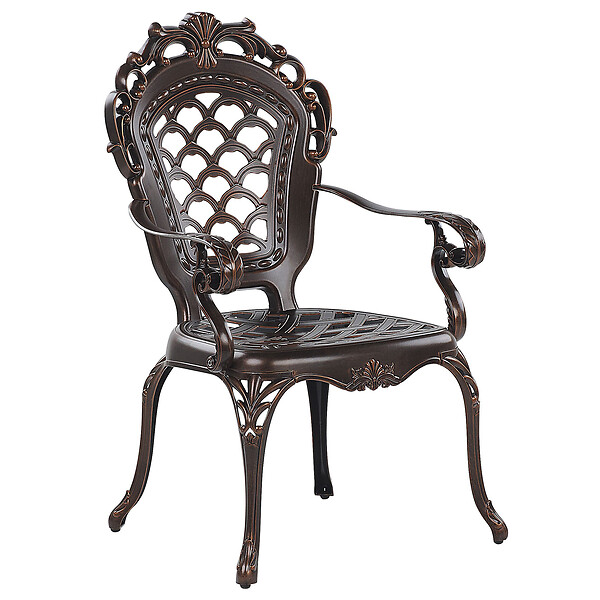 BELIANI - Lot de 2 chaises de jardin avec coussins LIZZANO Métal Marron foncé - large