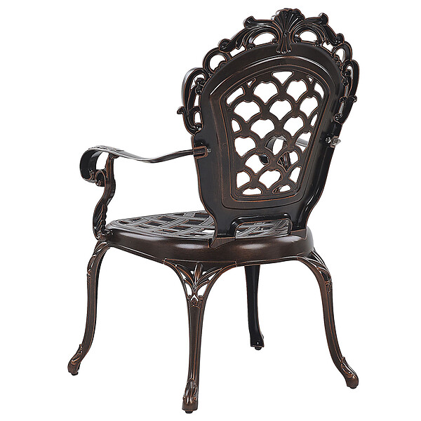 BELIANI - Lot de 2 chaises de jardin avec coussins LIZZANO Métal Marron foncé - large