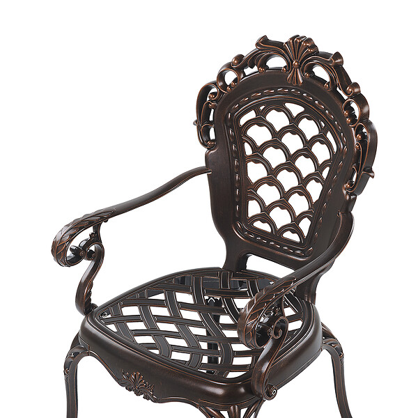 BELIANI - Lot de 2 chaises de jardin avec coussins LIZZANO Métal Marron foncé - large
