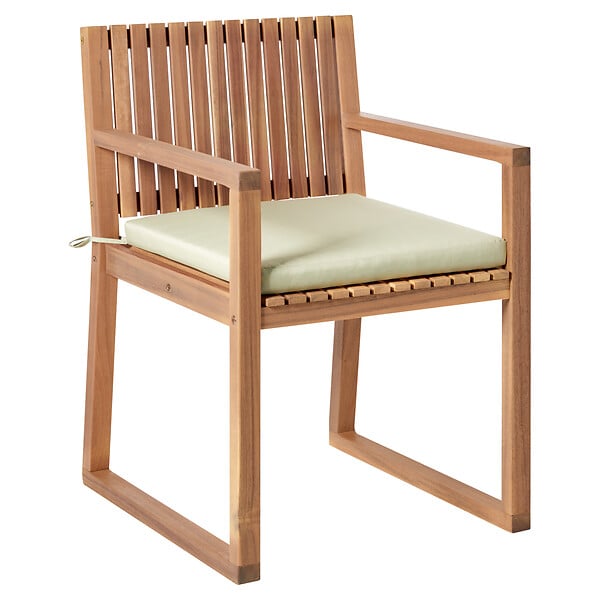 BELIANI - Lot de 2 chaises de jardin avec coussins SASSARI PREMIUM Bois d'acacia certifié Vert clair - large