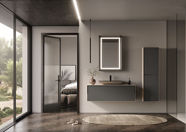 HABITAT ET JARDIN - Miroir Décoratif en Bois "Craft 60 x 90 v2" - 60 x 10 x 90 cm - Matte Anthracite - large