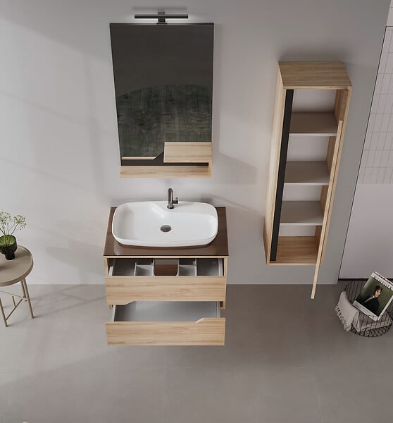 HABITAT ET JARDIN - Miroir Décoratif en Bois "Galia 60" - 60 x 14 x 100 cm - Oak - large