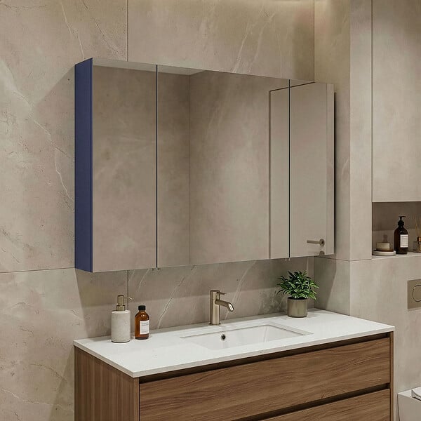 HABITAT ET JARDIN - Meuble Salle de Bain avec Miroir "Bari 100" - 97 x 16 x 66 cm - Matte Navy Blue - large