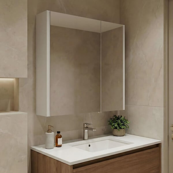 HABITAT ET JARDIN - Meuble Salle de Bain avec Miroir "Arno 60" - 60 x 16 x 66 cm - White - large