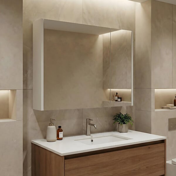 HABITAT ET JARDIN - Meuble Salle de Bain avec Miroir "Arno 80" - 79 x 16 x 66 cm - White - large