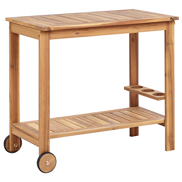BELIANI - Chariot à boissons de jardin SASSARI II Bois d'acacia certifié Marron clair - large