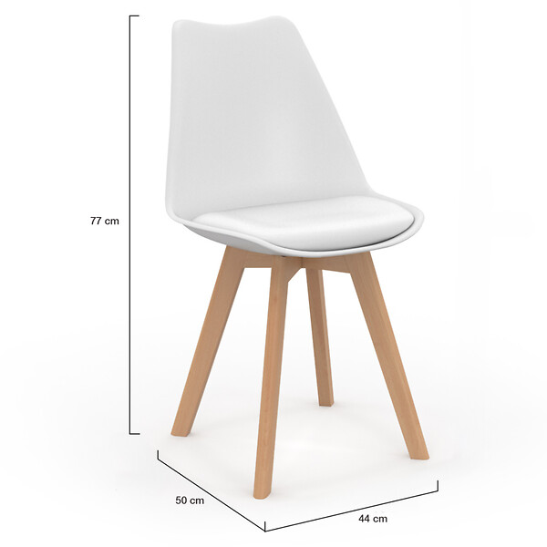 ID MARKET - Lot de 8 chaises scandinaves SARA blanches pour salle à manger - large
