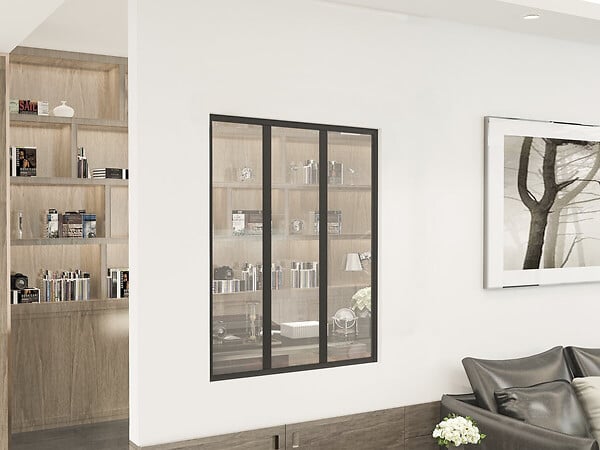 HABITAT ET JARDIN - Verrière atelier en aluminium "Panorama" - 90 x 105 cm - Noir - large