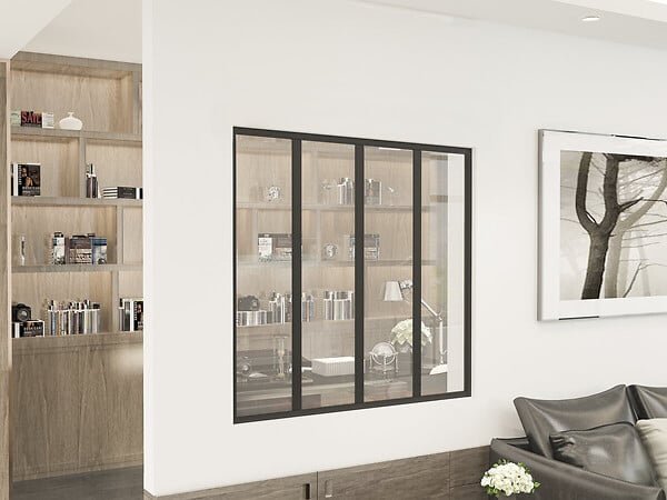 HABITAT ET JARDIN - Verrière atelier en aluminium "Panorama" - 120 x 105 cm - Noir - large