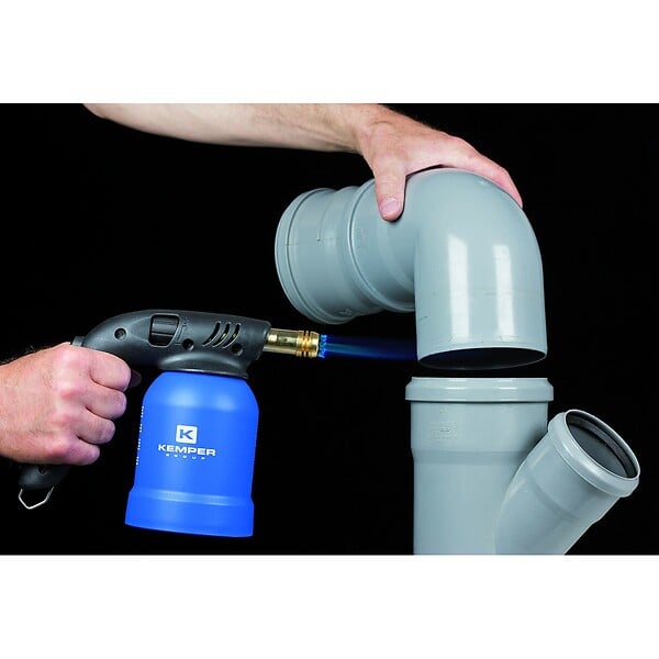 KEMPER - Lampe a souder Coque Acier allumage piezo + 8 Cartouches de gaz 190gr STOP GAZ Perçables KEMPER - large