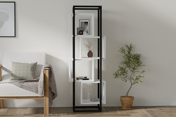 HABITAT ET JARDIN - Bibliothèque en bois "Rabant" - 44 x 29 x 140 cm - Blanc - large