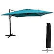 HAPPY GARDEN - Parasol déporté MOLOKAI carré 3x3m bleu + housse - vignette