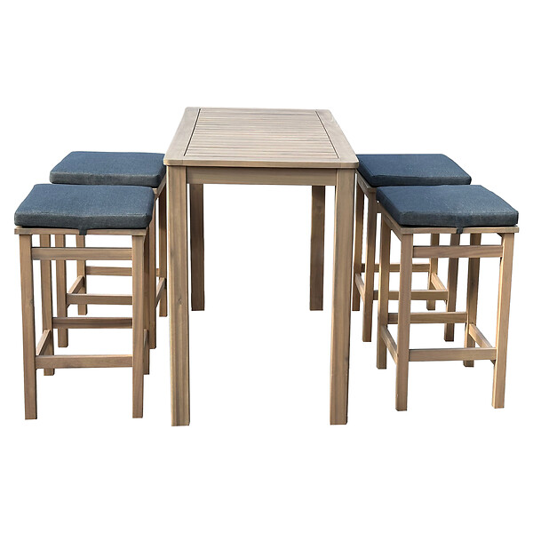 HAPPY GARDEN - Mange debout ARUBA en acacia massif 4 places - coussins gris - large