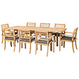 HAPPY GARDEN - Salon de jardin extensible 180/240cm PADAR en acacia massif 8 places - coussins gris - vignette