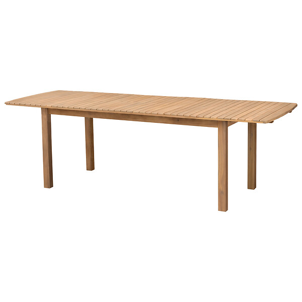 HAPPY GARDEN - Salon de jardin extensible 180/240cm PADAR en acacia massif 8 places - coussins gris - large