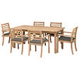 HAPPY GARDEN - Salon de jardin extensible 180/240cm PADAR en acacia massif 8 places - coussins gris - vignette