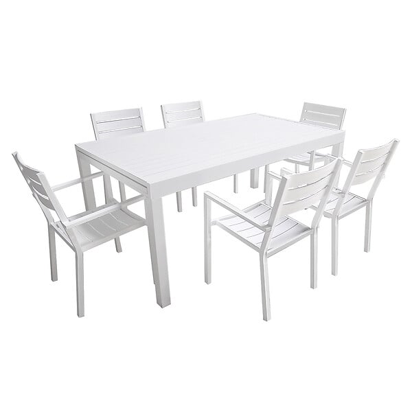 HAPPY GARDEN - Salon de jardin VENEZIA extensible 180/300 en aluminium 10 places - blanc - large