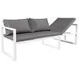 HAPPY GARDEN - Salon de jardin modulable IBIZA en tissu gris 4 places - aluminium blanc - vignette