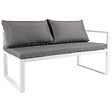HAPPY GARDEN - Salon de jardin modulable IBIZA en tissu gris 4 places - aluminium blanc - vignette