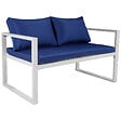 HAPPY GARDEN - Salon de jardin IBIZA en tissu bleu 4 places - aluminium blanc - vignette