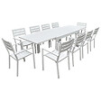 HAPPY GARDEN - Salon de jardin VENEZIA extensible 132/264 en aluminium blanc - 10 places - vignette