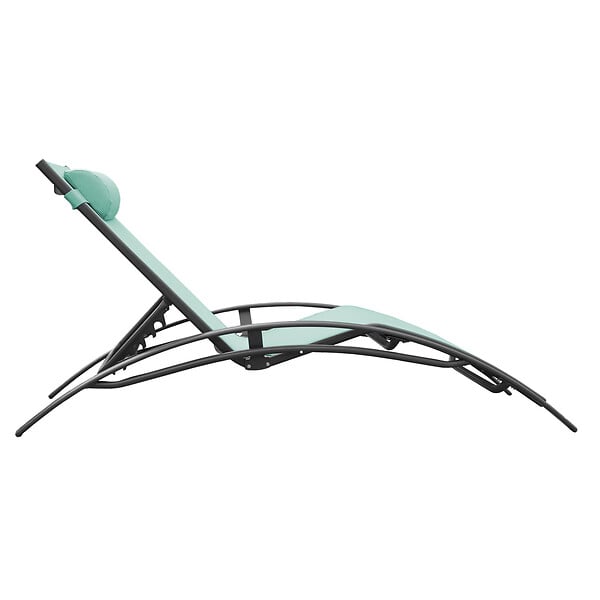 HAPPY GARDEN - Lot de 2 transats GALAPAGOS en textilène vert d'eau - aluminium gris anthracite - large