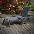 HAPPY GARDEN - Set bain de soleil et table d'appoint BARBADOS en textilène gris - aluminium gris anthracite - vignette