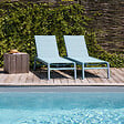 HAPPY GARDEN - Lot de 2 bains de soleil BARBADOS en textilène bleu clair - aluminium bleu clair - vignette