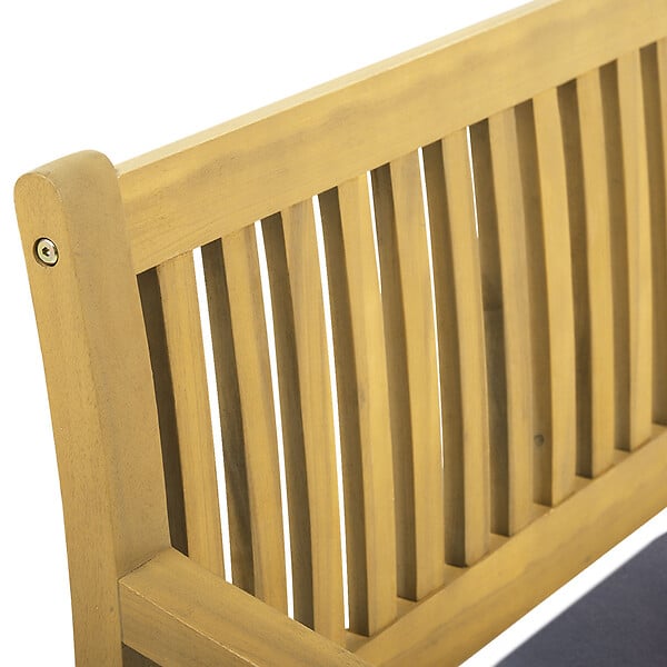HAPPY GARDEN - Banc en acacia SIMILAN - coussins gris - large