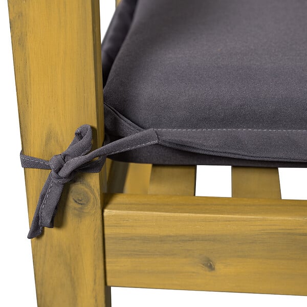 HAPPY GARDEN - Banc en acacia SIMILAN - coussins gris - large