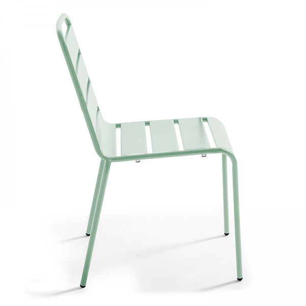 OVIALA - Chaise de jardin en métal vert sauge - Palavas - large