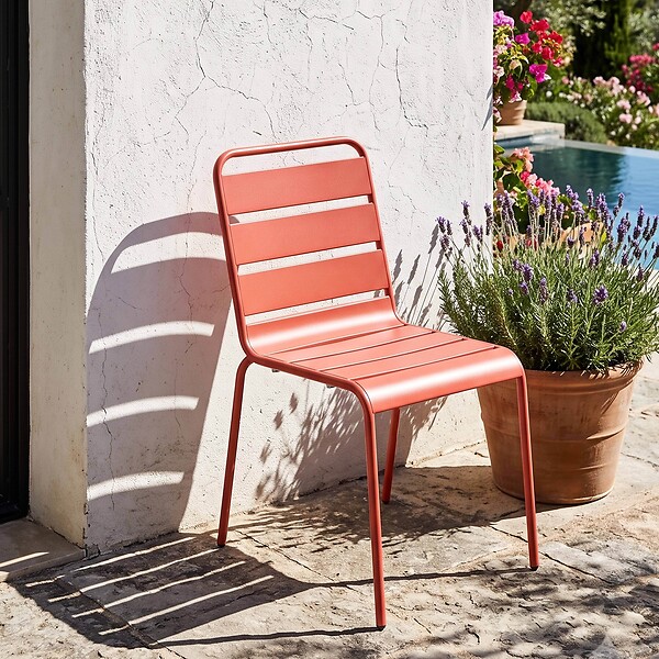 OVIALA - Chaise de jardin en métal argile - Palavas - large