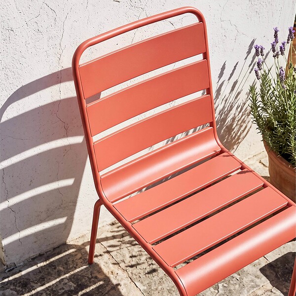 OVIALA - Chaise de jardin en métal argile - Palavas - large