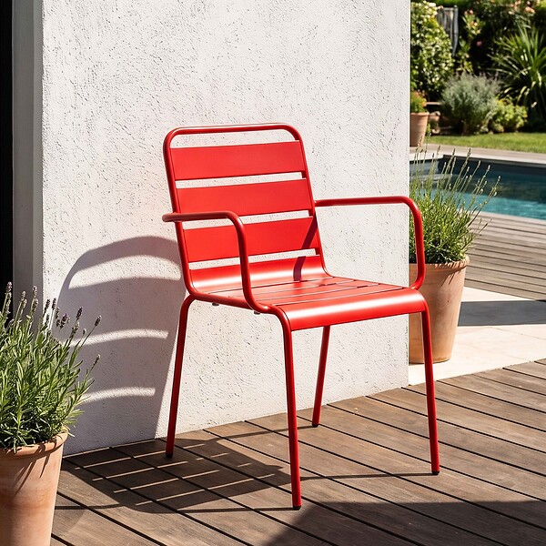 OVIALA - Fauteuil de jardin en métal rouge - Palavas - large