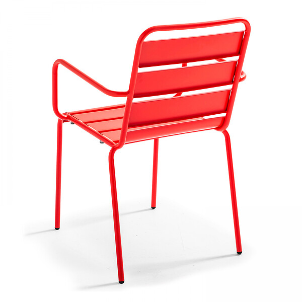OVIALA - Fauteuil de jardin en métal rouge - Palavas - large