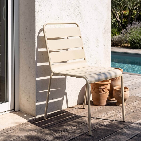OVIALA - Chaise de jardin en métal ivoire - Palavas - large
