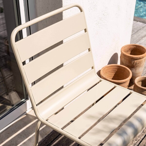 OVIALA - Chaise de jardin en métal ivoire - Palavas - large