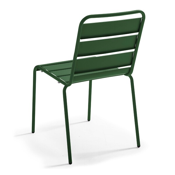 OVIALA - Chaise de jardin en métal vert forêt - Palavas - large