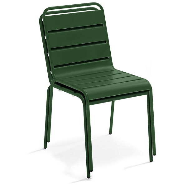 OVIALA - Chaise de jardin en métal vert forêt - Palavas - large