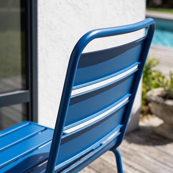 OVIALA - Chaise de jardin en métal bleu pacific  - Palavas - large