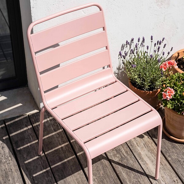 OVIALA - Chaise de jardin en métal rose poudré - Palavas - large