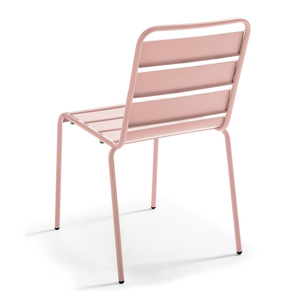 OVIALA - Chaise de jardin en métal rose poudré - Palavas - large