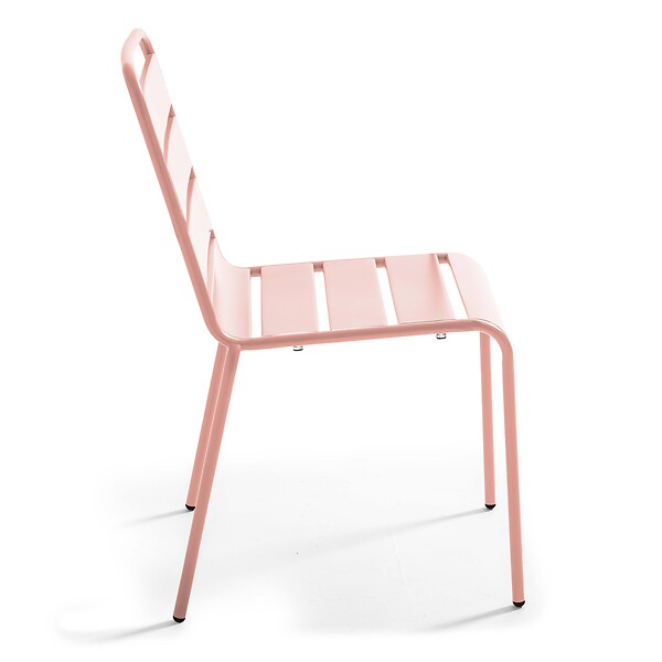 OVIALA - Chaise de jardin en métal rose poudré - Palavas - large