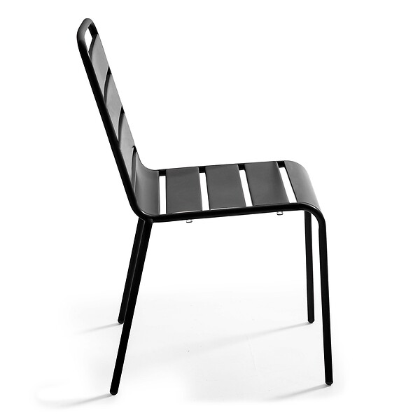 OVIALA - Chaise de jardin en métal noir - Palavas - large