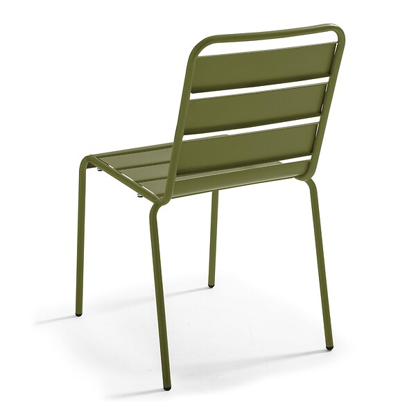 OVIALA - Chaise de jardin en métal vert kaki - Palavas - large