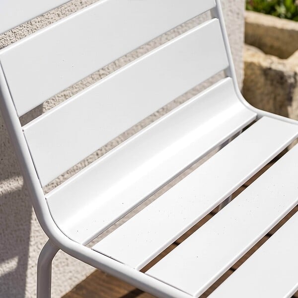 OVIALA - Chaise de jardin en métal blanc - Palavas - large