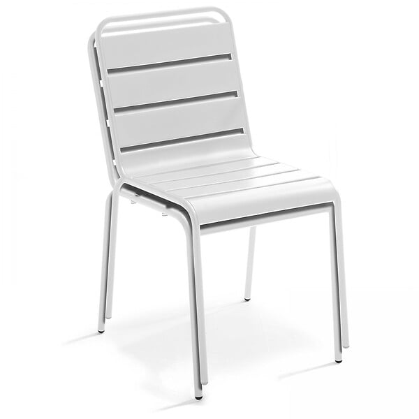 OVIALA - Chaise de jardin en métal blanc - Palavas - large