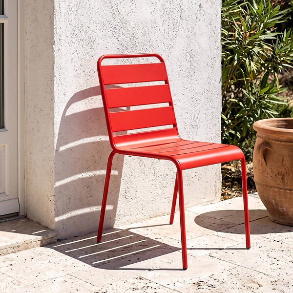 OVIALA - Chaise de jardin en métal rouge - Palavas - large
